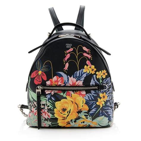 fendi black flowers backpack